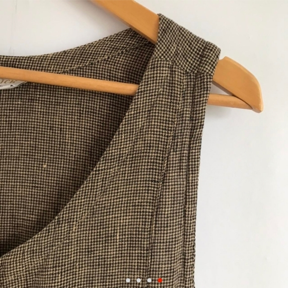 Vintage Brown Linen Checkered Maxi Dress (with pockets !) - Picture 4 of 4